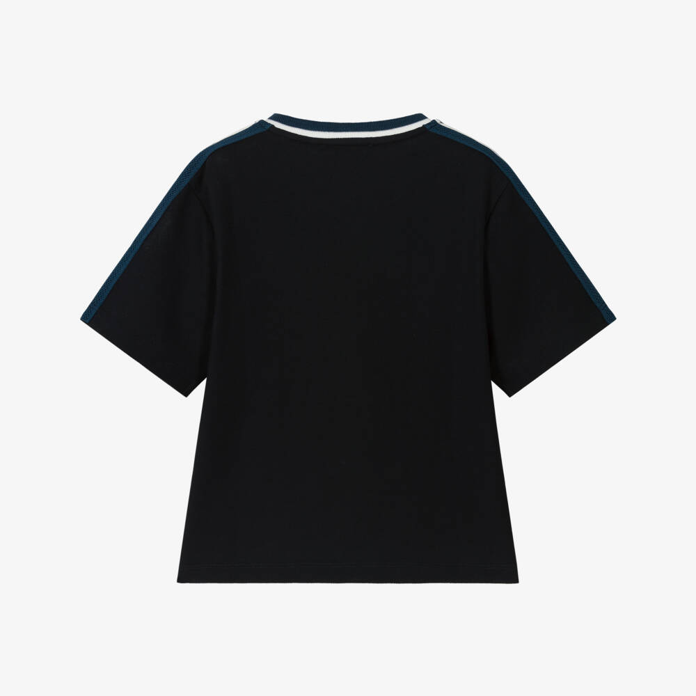 Emporio Armani-Boys Navy Piqué Logo Tee | Childrensalon Outlet