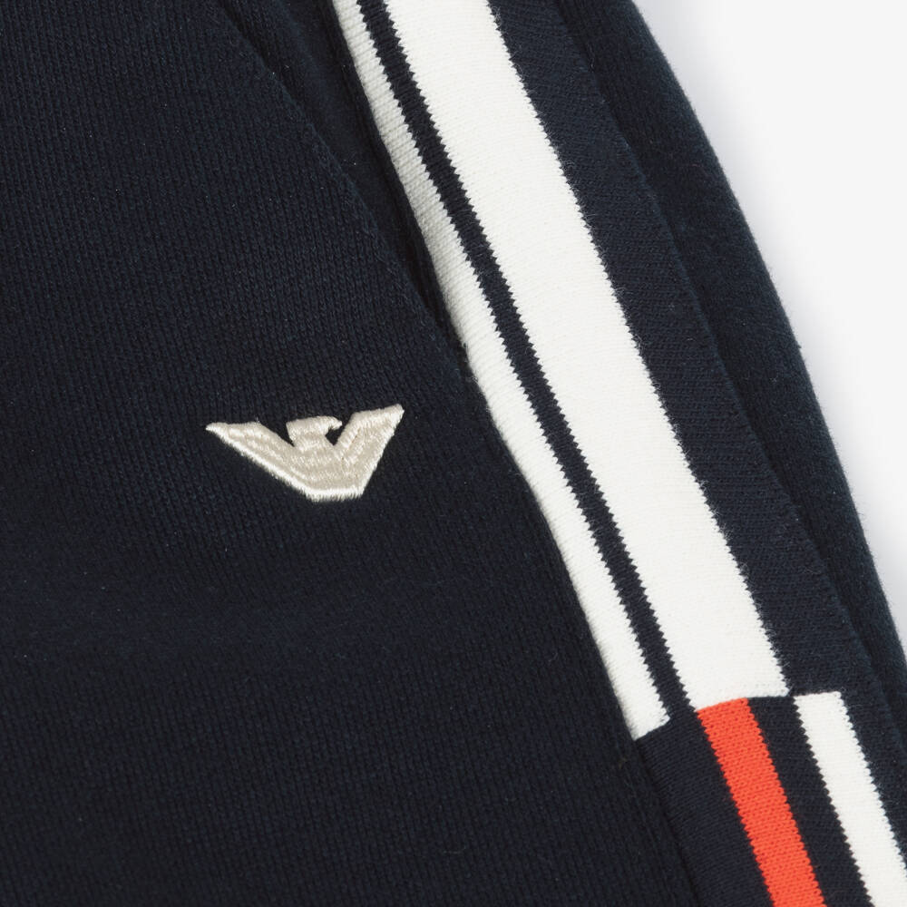 Emporio Armani-Boys Navy Stripe-Accent Joggers | Childrensalon Outlet