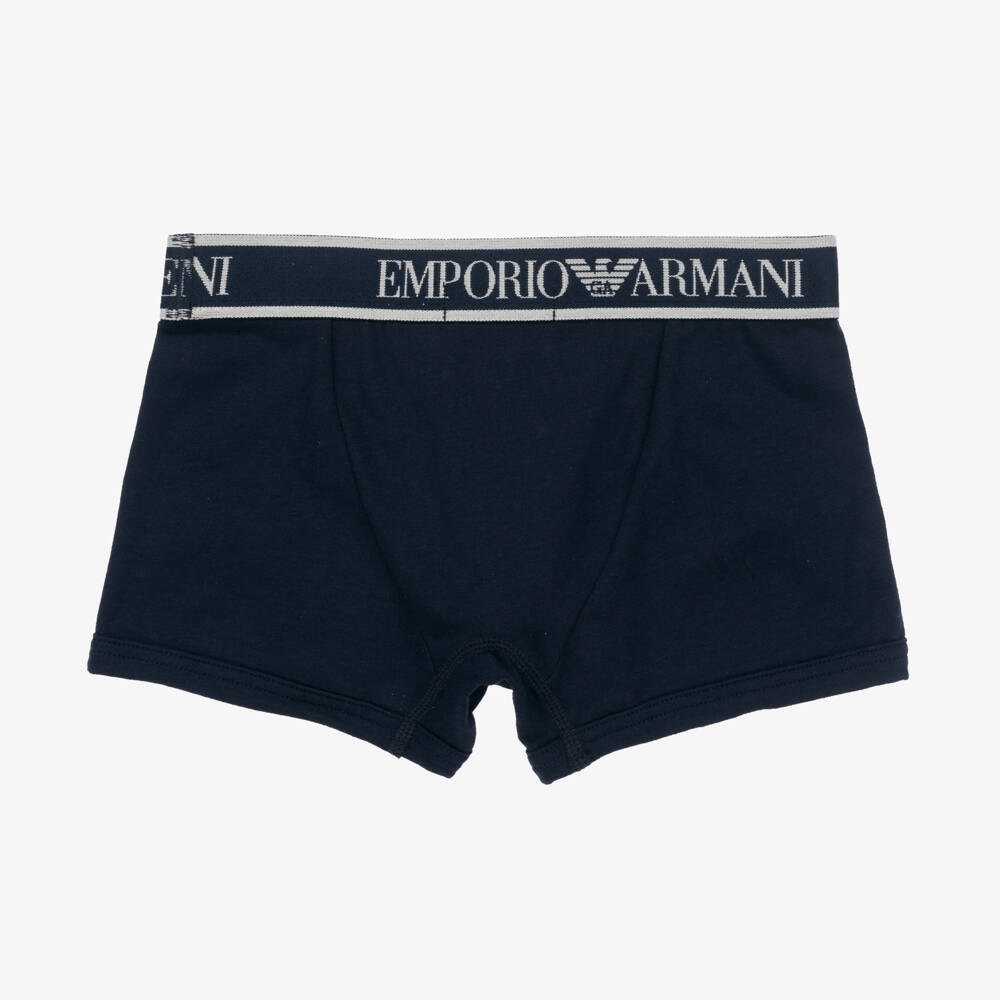 Emporio Armani-Boys Navy & White Cotton Boxers | Childrensalon Outlet