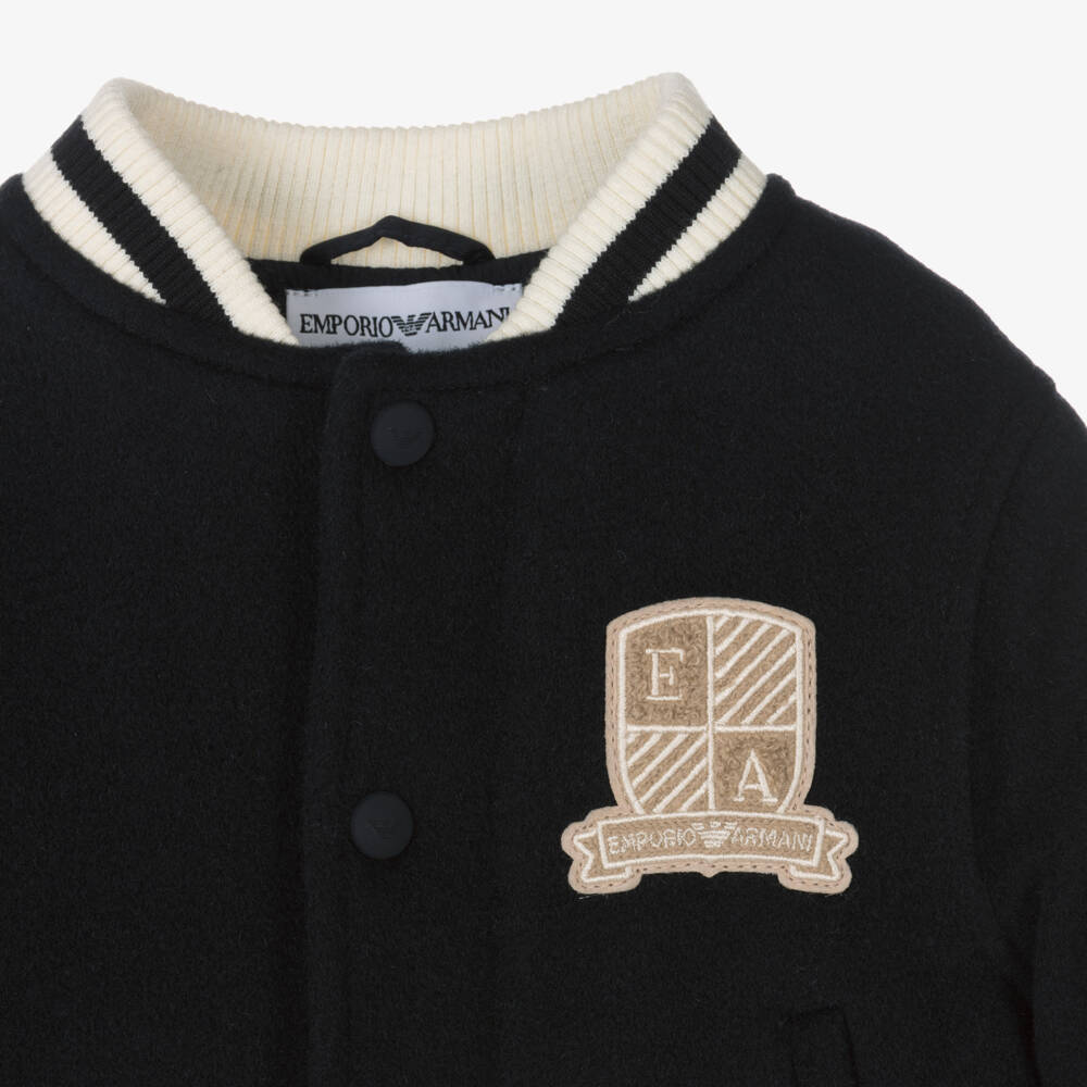 Emporio Armani-Boys Navy Wool College Jacket | Childrensalon Outlet