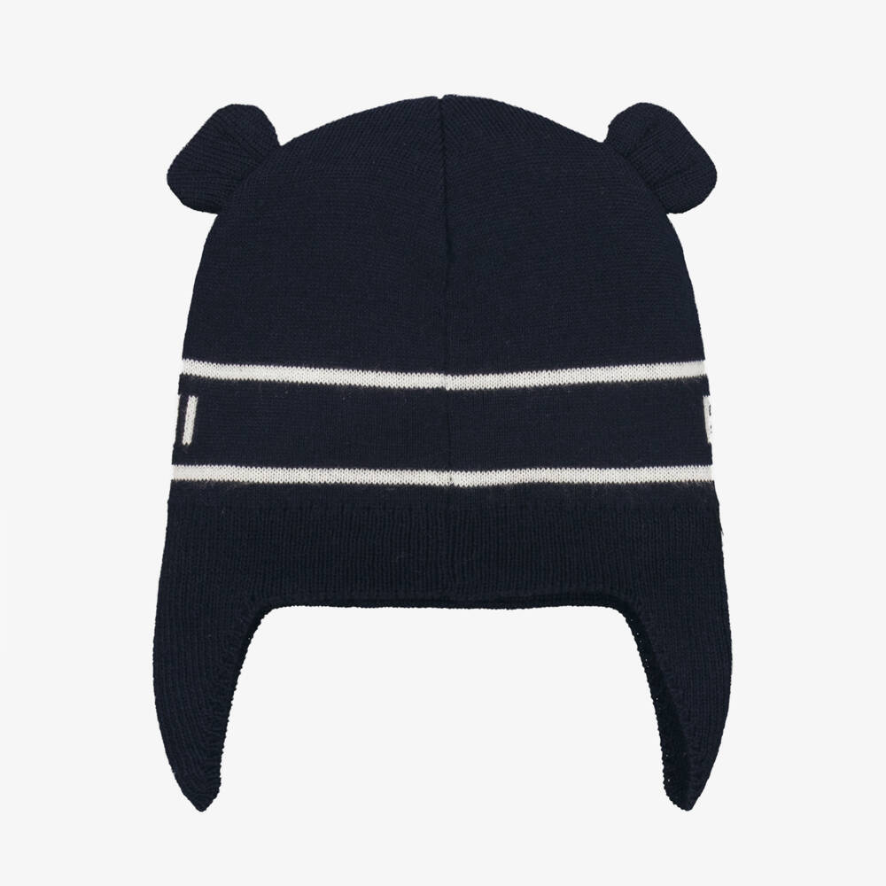 إمبوريو أرماني-طقم سكارف وقبعة صوف لون أزرق للمواليد | Childrensalon Outlet