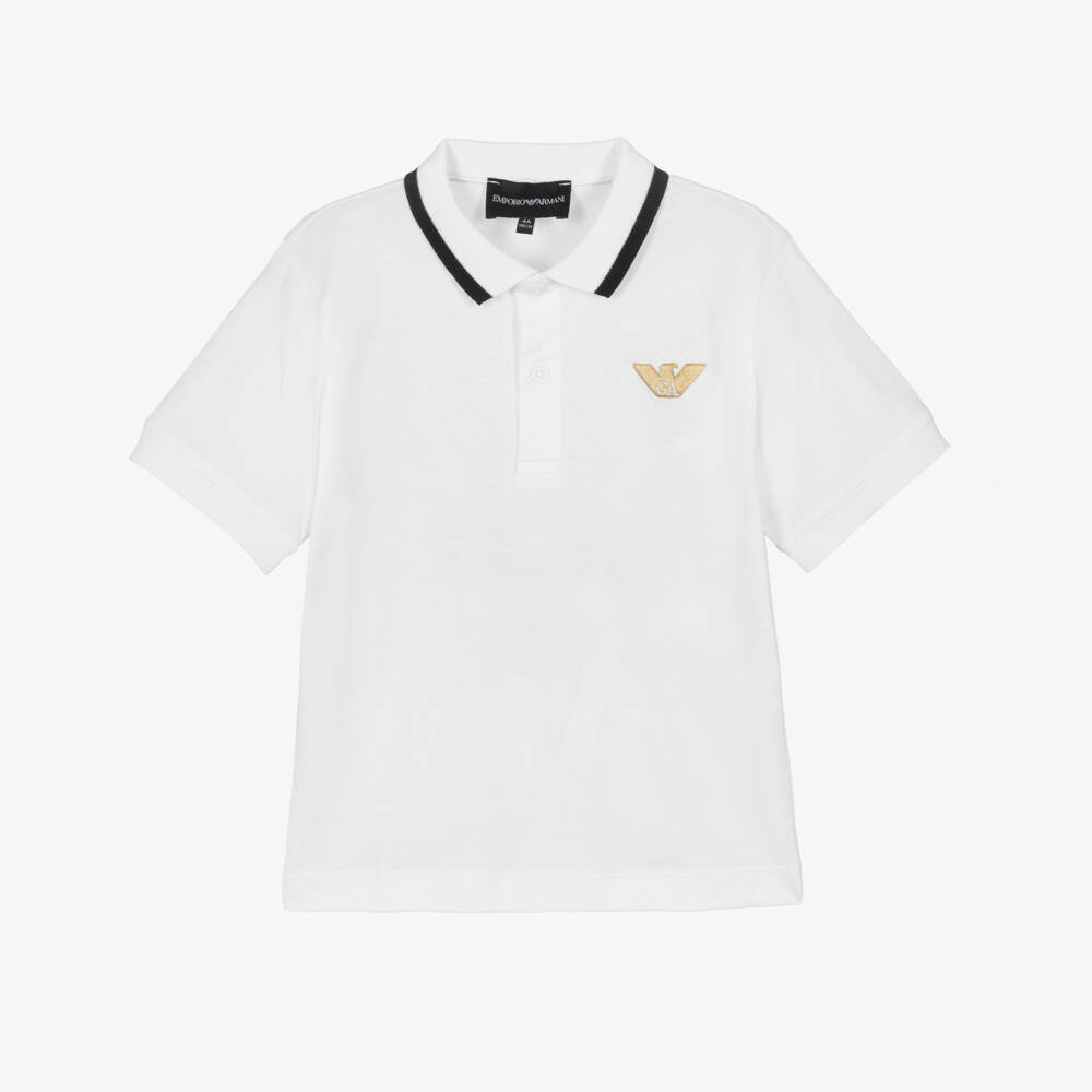 Emporio Armani-Boys Off-White Soft Polo Top | Childrensalon Outlet