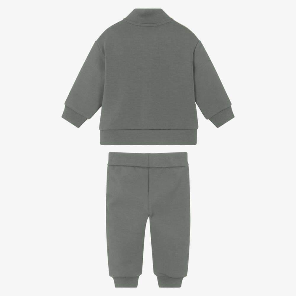 Emporio Armani-Boys Olive Stripe Logo Ensemble | Childrensalon Outlet