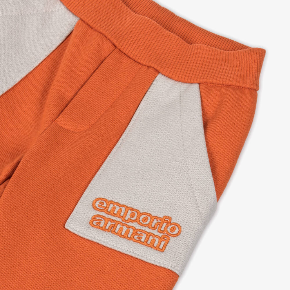 Emporio Armani-بنطلون رياضي قطني برتقالي دافئ للأولاد | Childrensalon Outlet