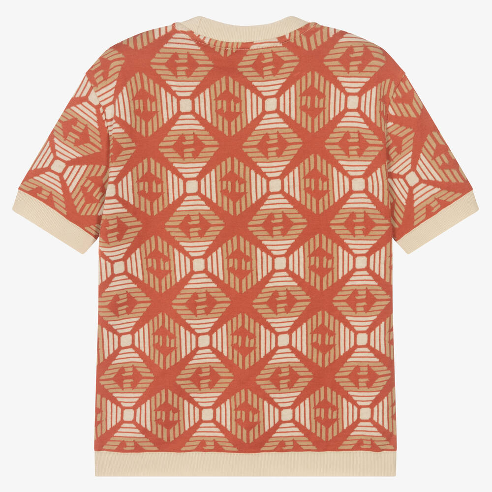 Emporio Armani-Оранжевая жаккардовая футболка | Childrensalon Outlet