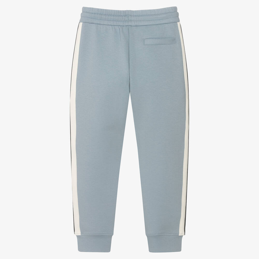 Emporio Armani-Boys Pale Blue Cotton Logo Joggers | Childrensalon Outlet