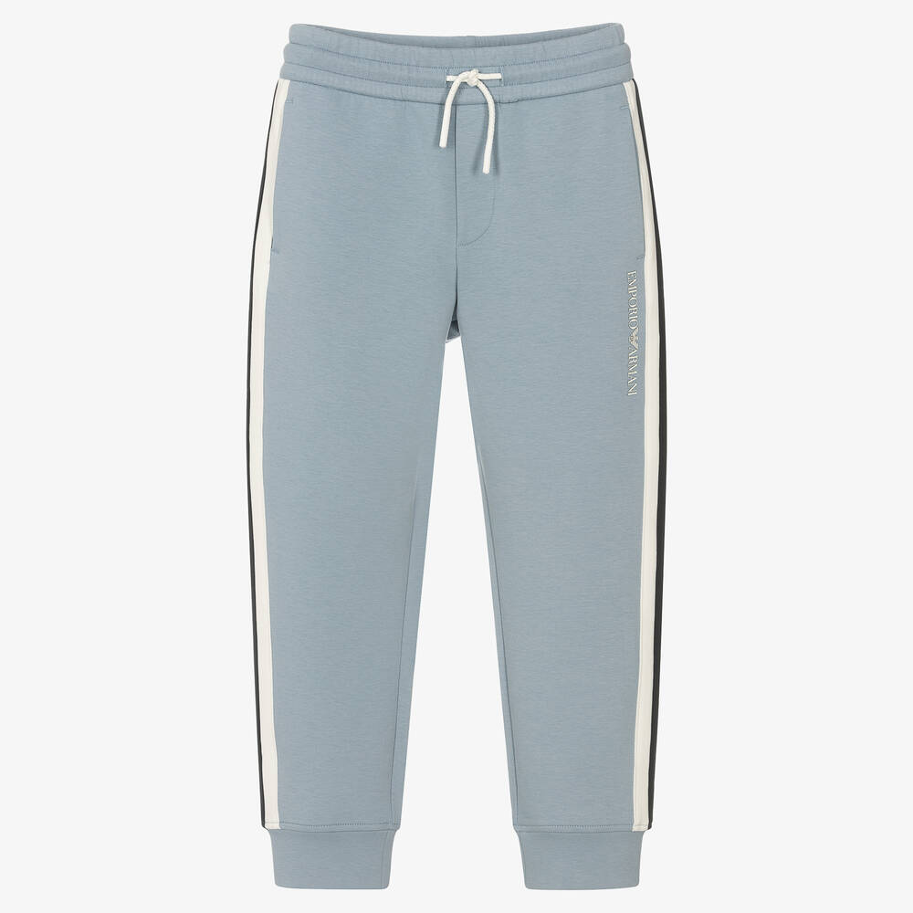 Emporio Armani - Bas de jogging bleu pâle en coton | Childrensalon