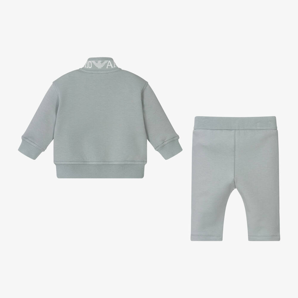 Emporio Armani-Boys Pale Blue Jersey Tracksuit | Childrensalon Outlet