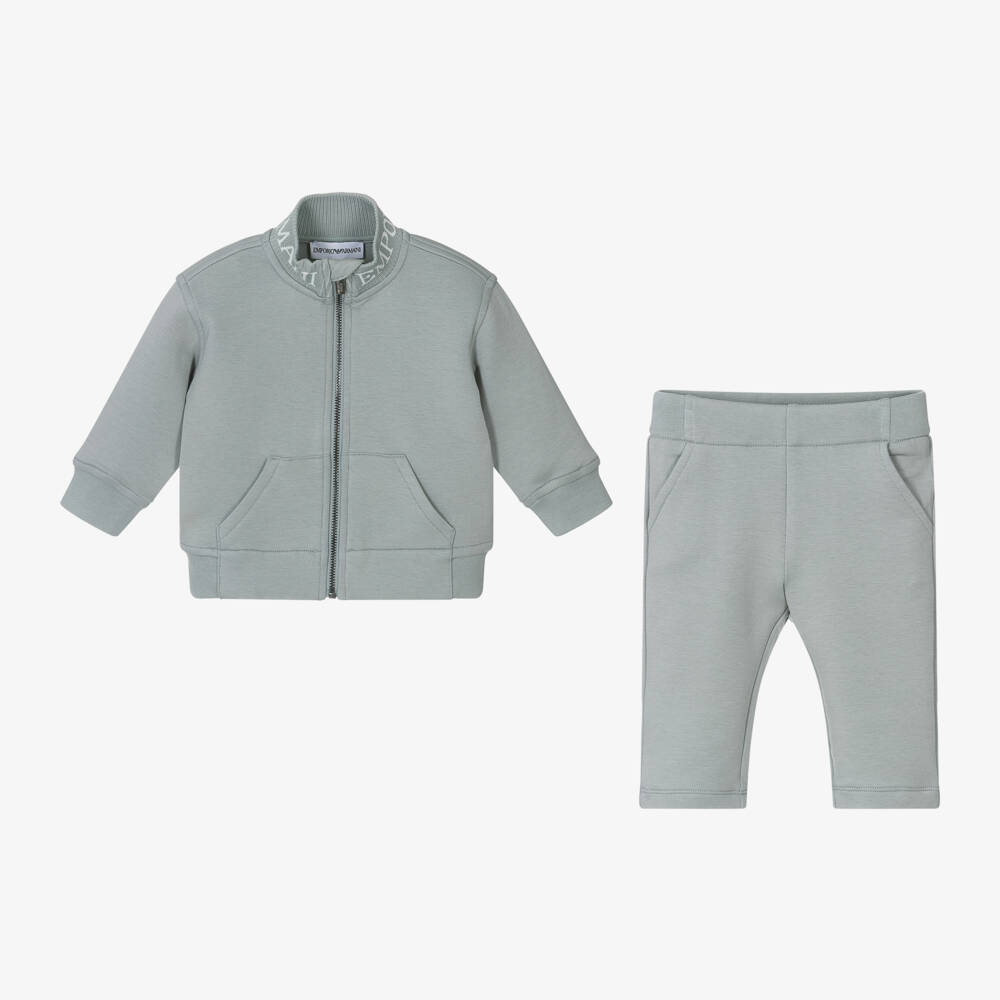 Emporio Armani-Boys Pale Blue Jersey Tracksuit | Childrensalon Outlet