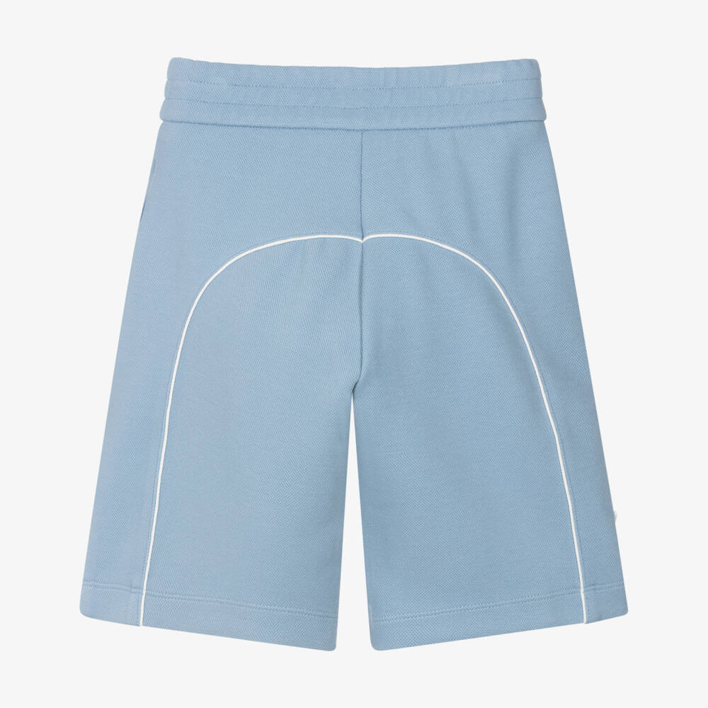 Emporio Armani-Boys Pale Blue Piqué Shorts with Rubberised Eagle Logo | Childrensalon Outlet