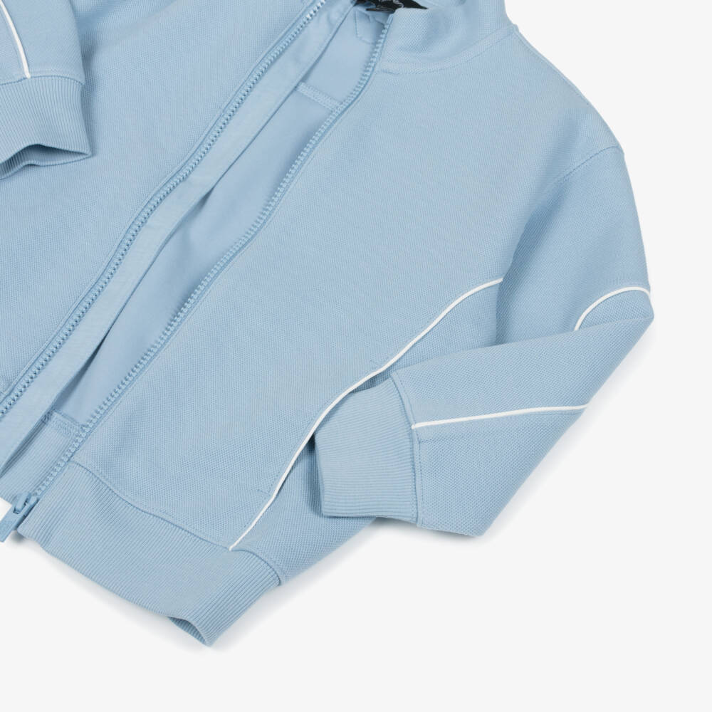 Emporio Armani-Boys Pale Blue Piqué Tracksuit with Rubberised Logos | Childrensalon Outlet