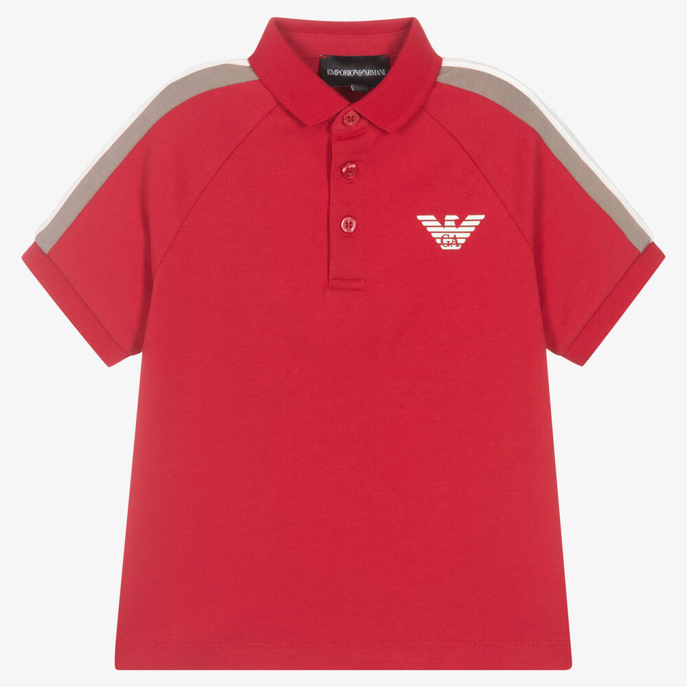 Emporio Armani - Polo rouge garçon en coton aigle | Childrensalon