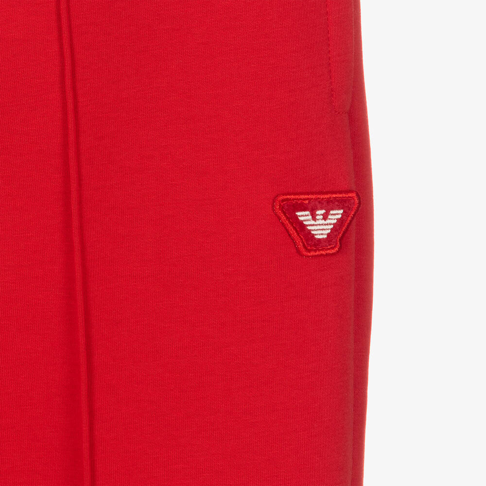 Emporio Armani-Boys Red Cotton Joggers | Childrensalon Outlet