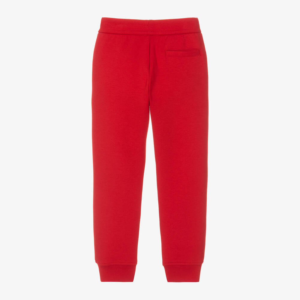 Emporio Armani-Boys Red Cotton Joggers | Childrensalon Outlet