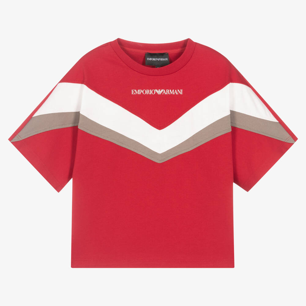Emporio Armani - T-shirt rouge en coton garçon | Childrensalon