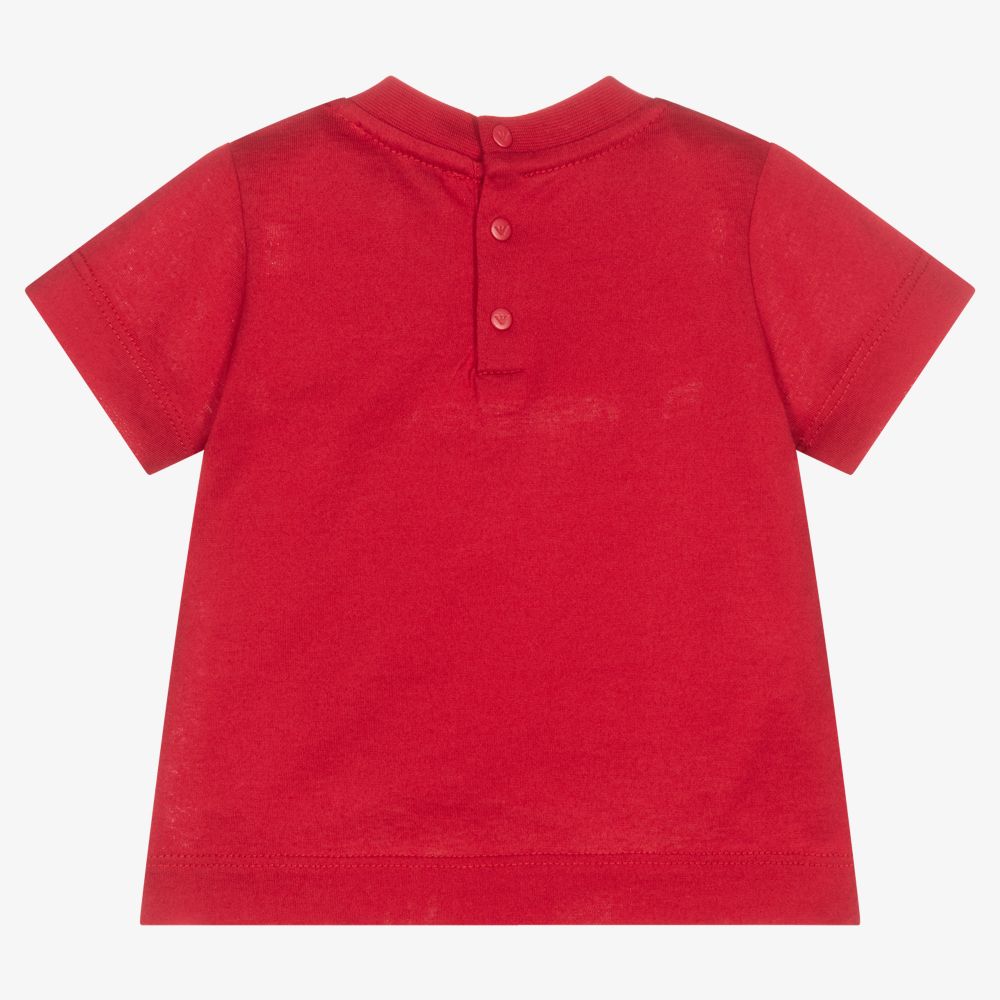 Emporio Armani-Boys Red Cotton T-Shirt | Childrensalon Outlet
