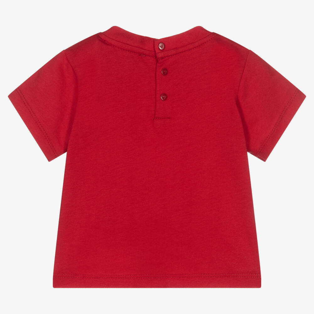 Emporio Armani-Boys Red Cotton T-Shirt | Childrensalon Outlet