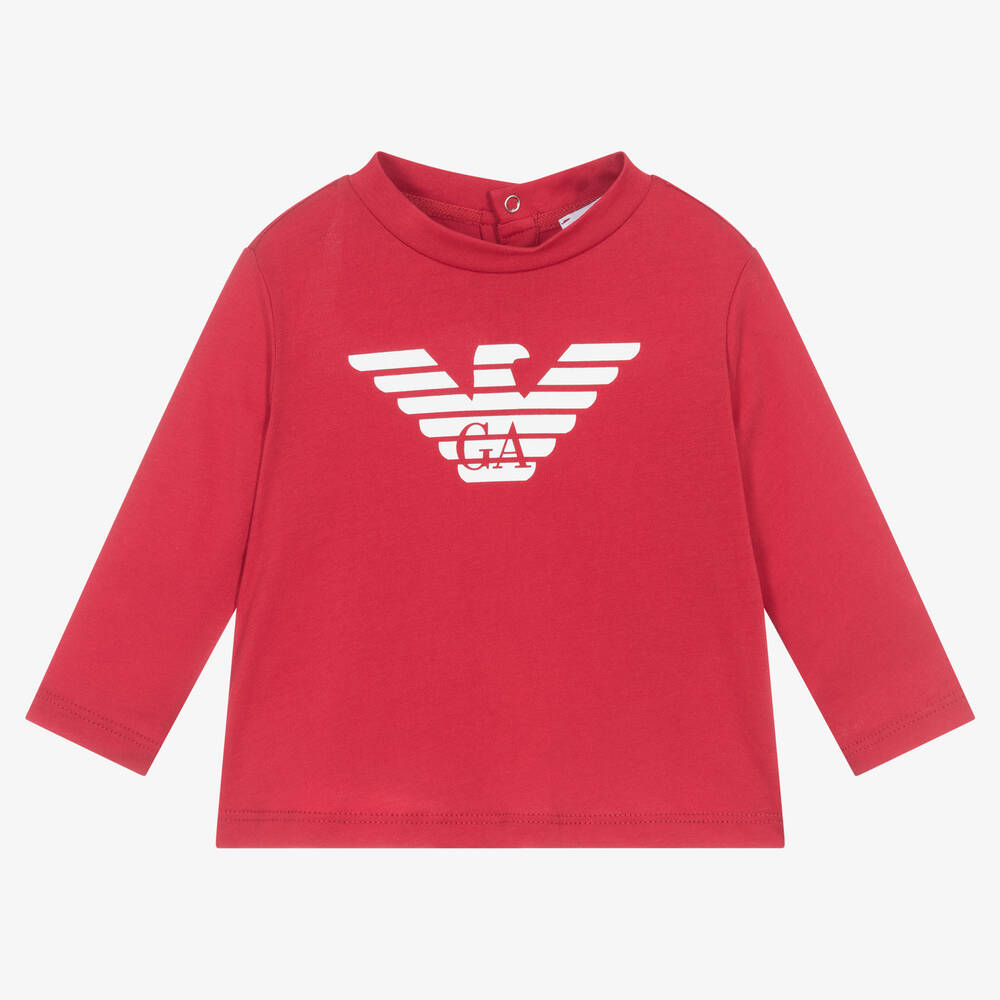 Emporio Armani - Boys Red Cotton Top | Childrensalon