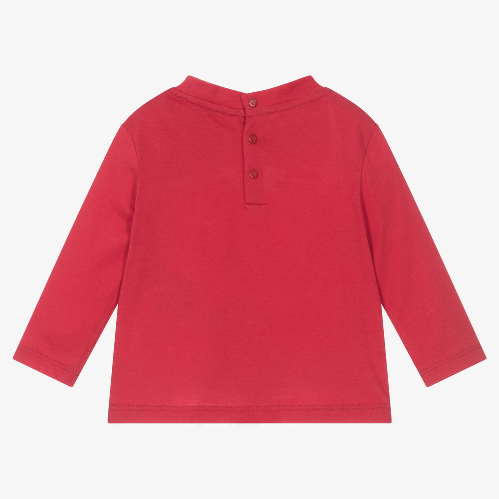 Emporio Armani-Boys Red Cotton Top | Childrensalon Outlet