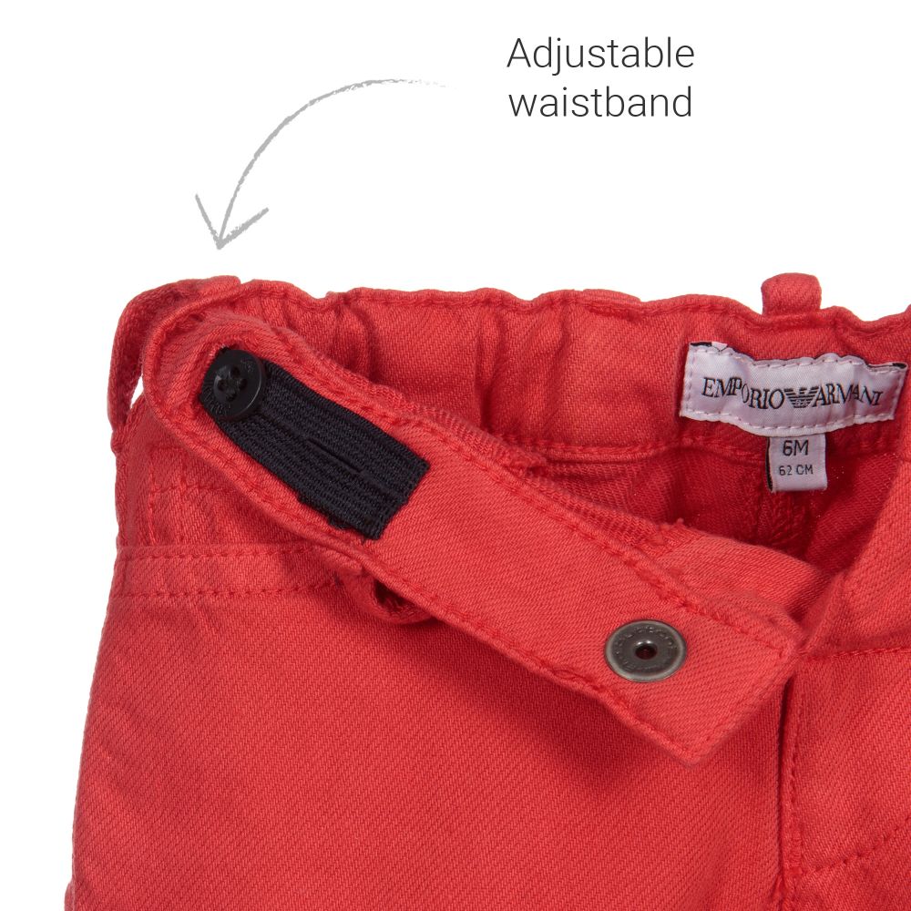 Emporio Armani-Красные хлопковые брюки для мальчиков | Childrensalon Outlet