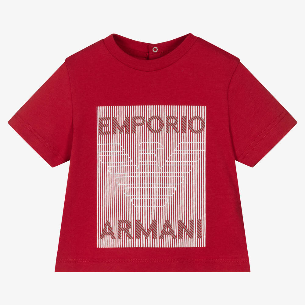 Emporio Armani - Красная хлопковая футболка | Childrensalon