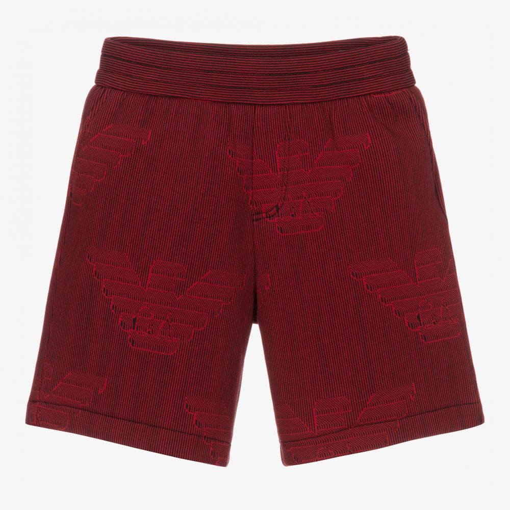 Emporio Armani - Boys Red Logo Shorts | Childrensalon