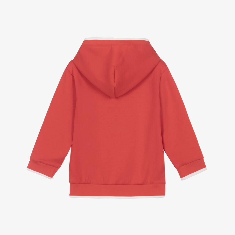 Emporio Armani-Boys Red Serpentine Embroidered Hoodie | Childrensalon Outlet