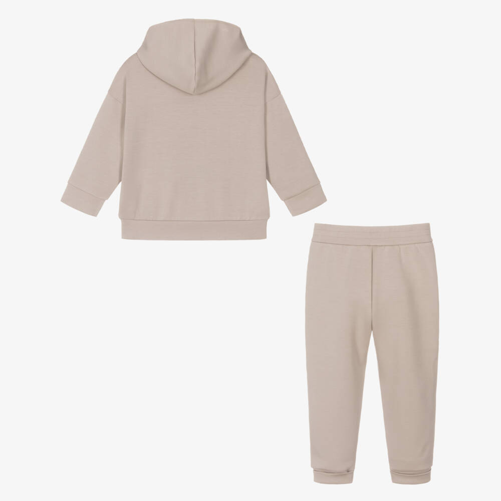 Emporio Armani-Boys Sand-Coloured Hooded Set | Childrensalon Outlet