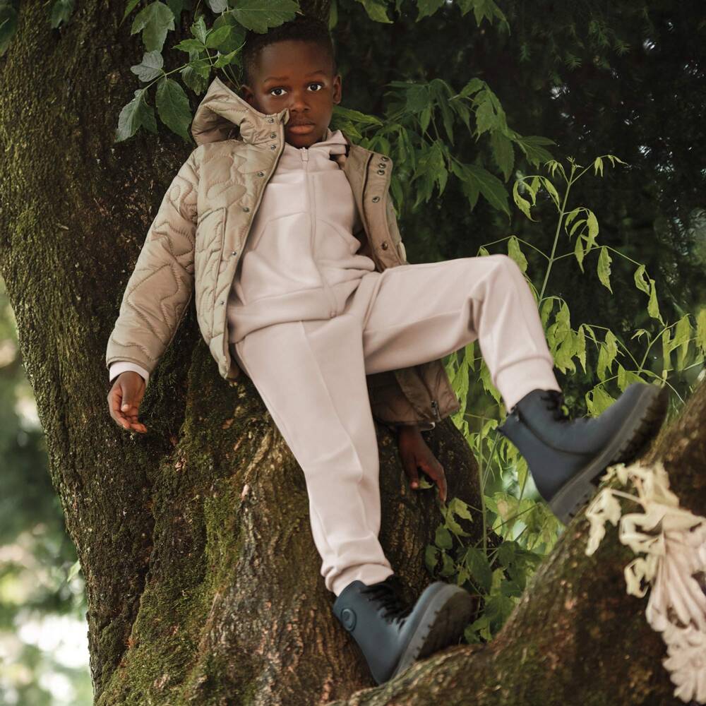 Emporio Armani-Boys Sand-Coloured Hooded Set | Childrensalon Outlet