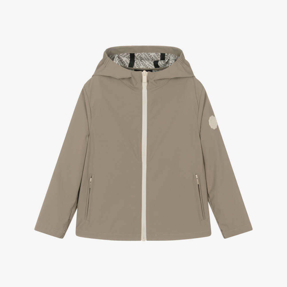 Emporio Armani-Верхняя одежда с капюшоном песочного цвета для мальчиков | Childrensalon Outlet
