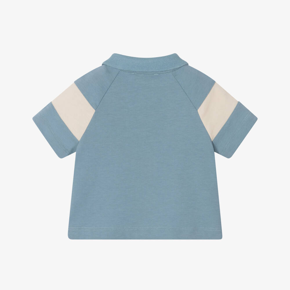 Emporio Armani-Boys' Sky Blue Cotton Polo Top | Childrensalon Outlet