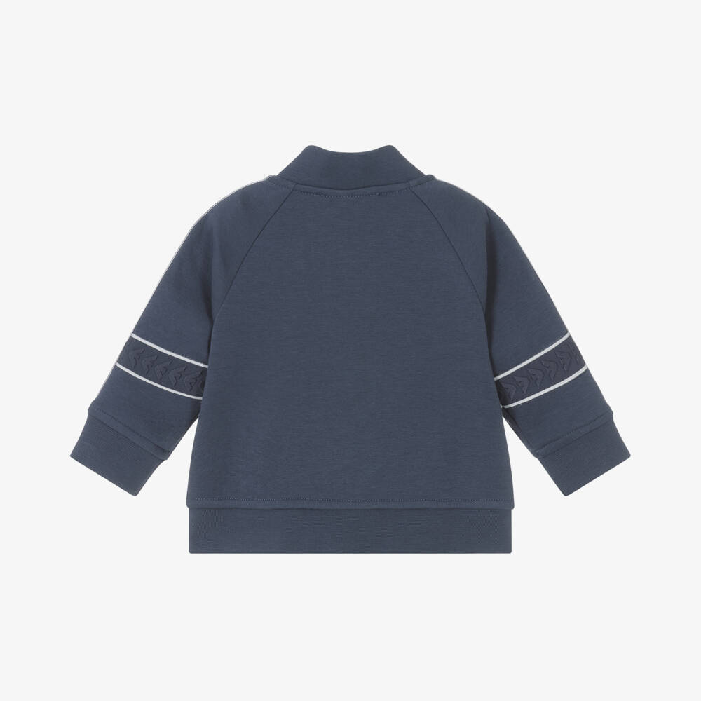 Emporio Armani-Boys Slate Blue Embossed Zip-Up | Childrensalon Outlet