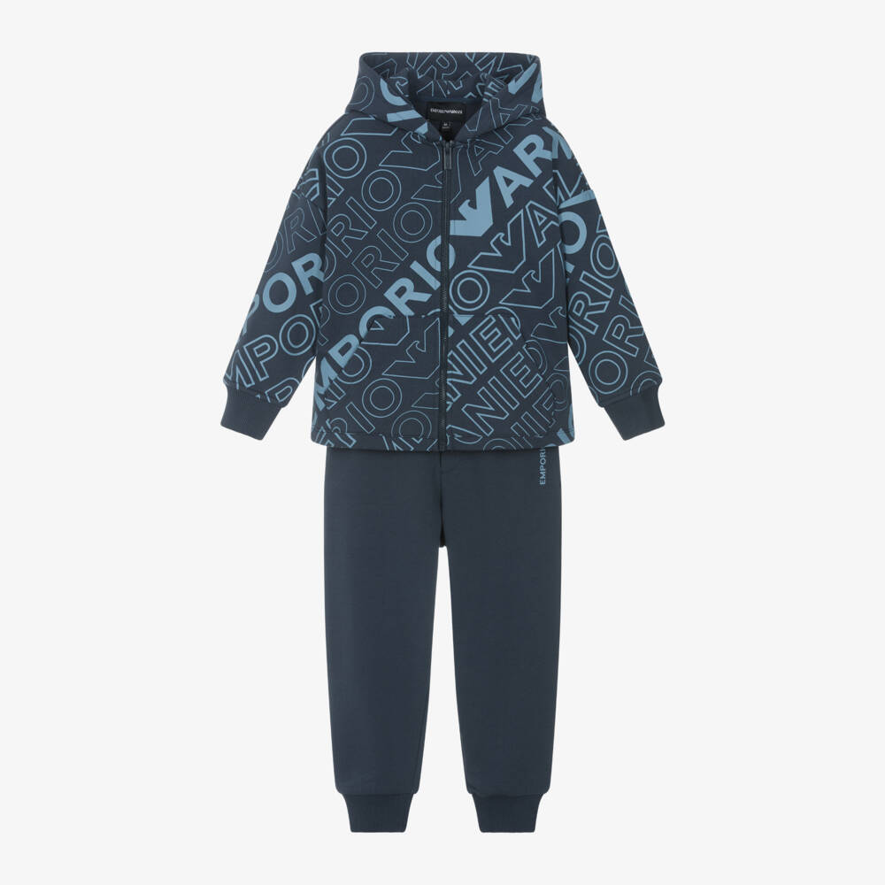 Emporio Armani-Синий спортивный костюм с логотипом Eagle для мальчиков | Childrensalon Outlet