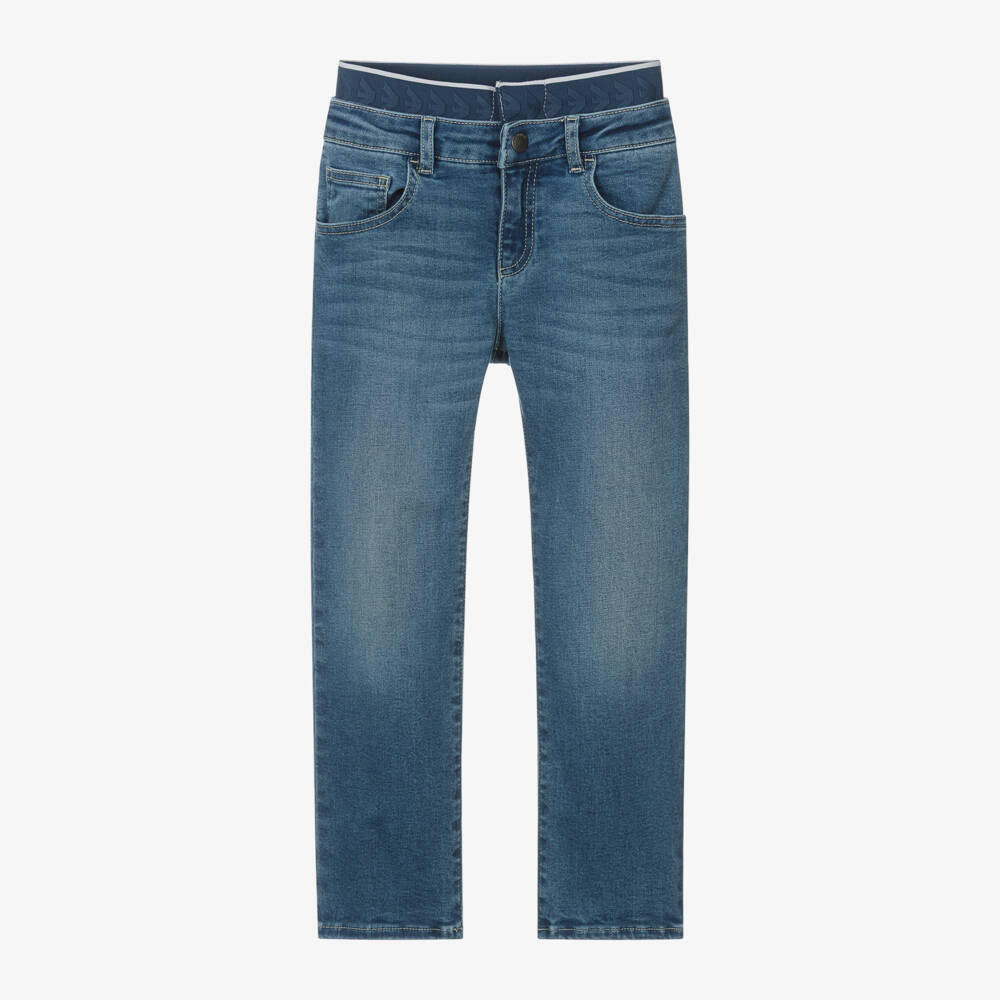 Emporio Armani-Boys Slim Blue Denim Trousers | Childrensalon Outlet