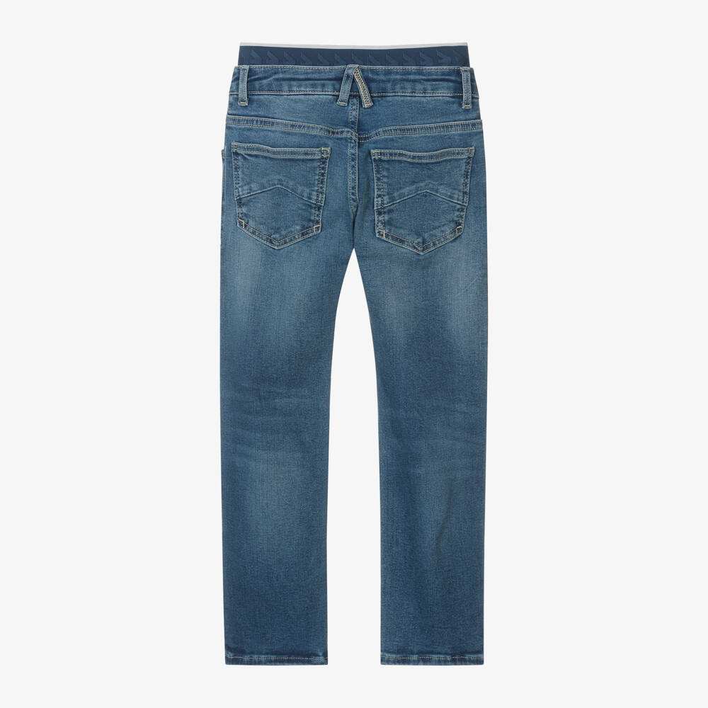 Emporio Armani-Boys Slim Blue Denim Trousers | Childrensalon Outlet