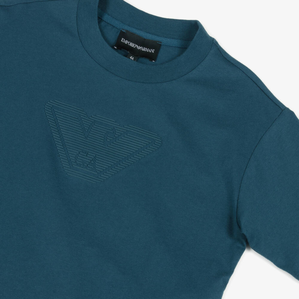 Emporio Armani-Boys Soft Azure Tee Delight | Childrensalon Outlet