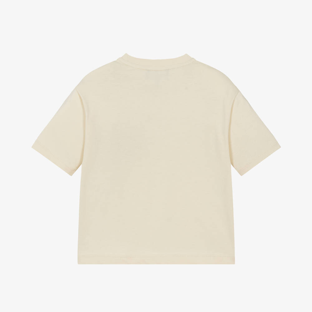 Emporio Armani-Boys Soft Beige Cotton Tee | Childrensalon Outlet