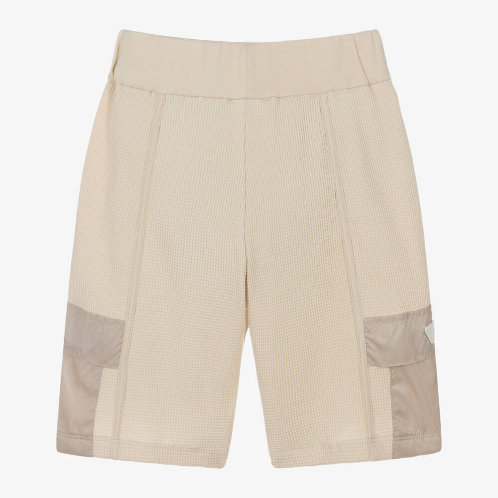 Emporio Armani-Boys Soft Beige Cotton Waffle Shorts | Childrensalon Outlet