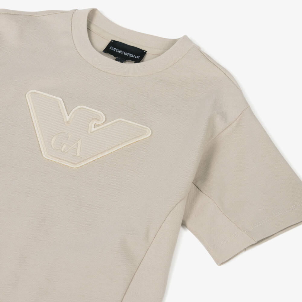 Emporio Armani-Мягкий бежевый комплект с орлом для мальчиков | Childrensalon Outlet