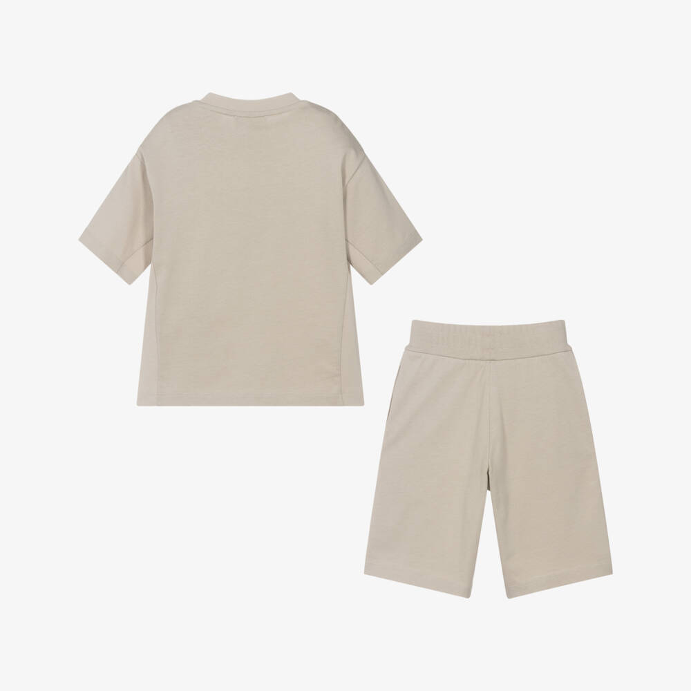 Emporio Armani-Мягкий бежевый комплект с орлом для мальчиков | Childrensalon Outlet