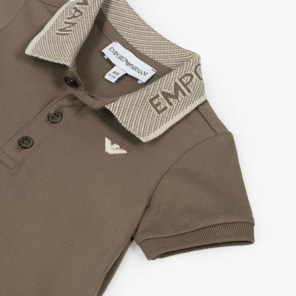 Emporio Armani-Мягкая коричневая рубашка поло с орлом для мальчиков | Childrensalon Outlet