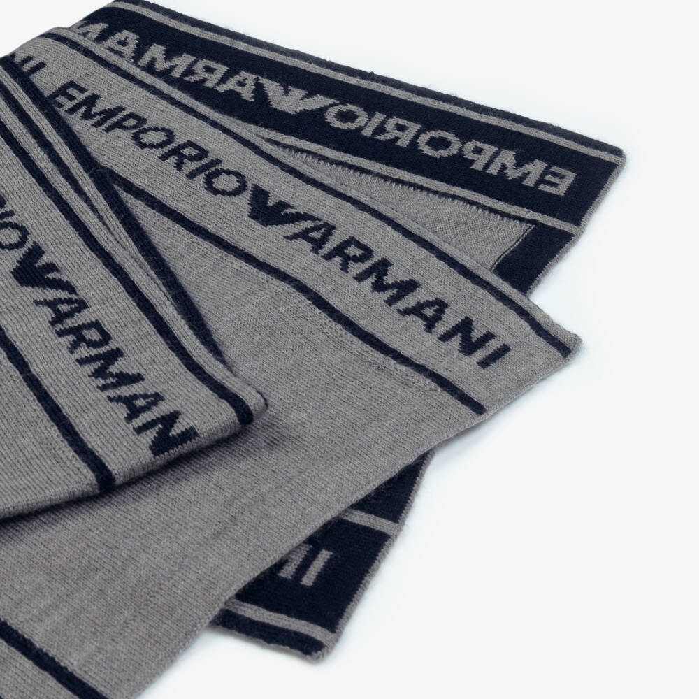 Emporio Armani-Boys Soft Grey Knit Scarf | Childrensalon Outlet