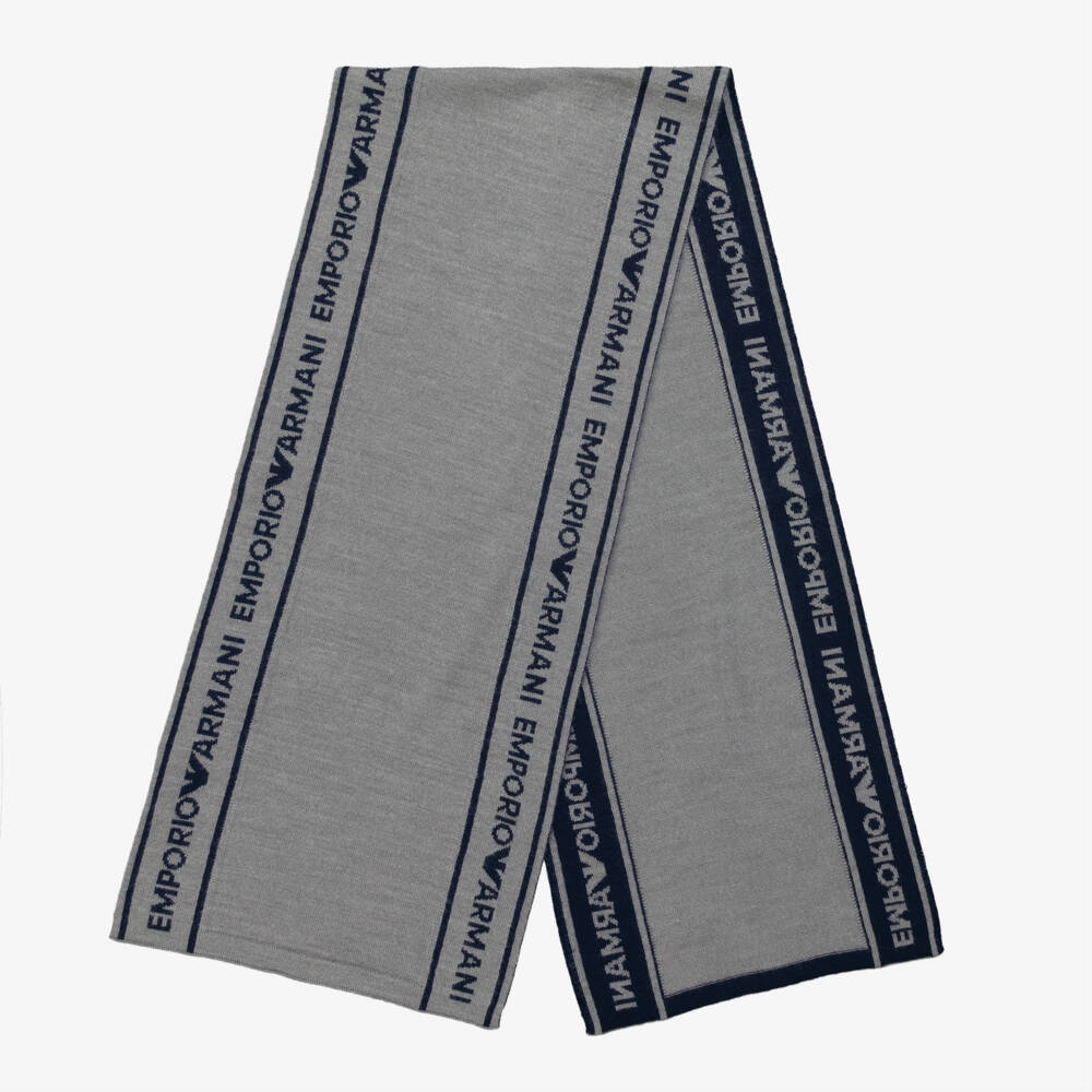 Emporio Armani-Boys Soft Grey Knit Scarf | Childrensalon Outlet