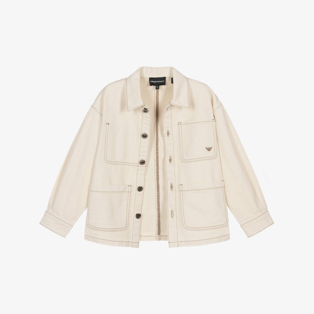 Emporio Armani-Boys Soft Ivory Twill Coat | Childrensalon Outlet