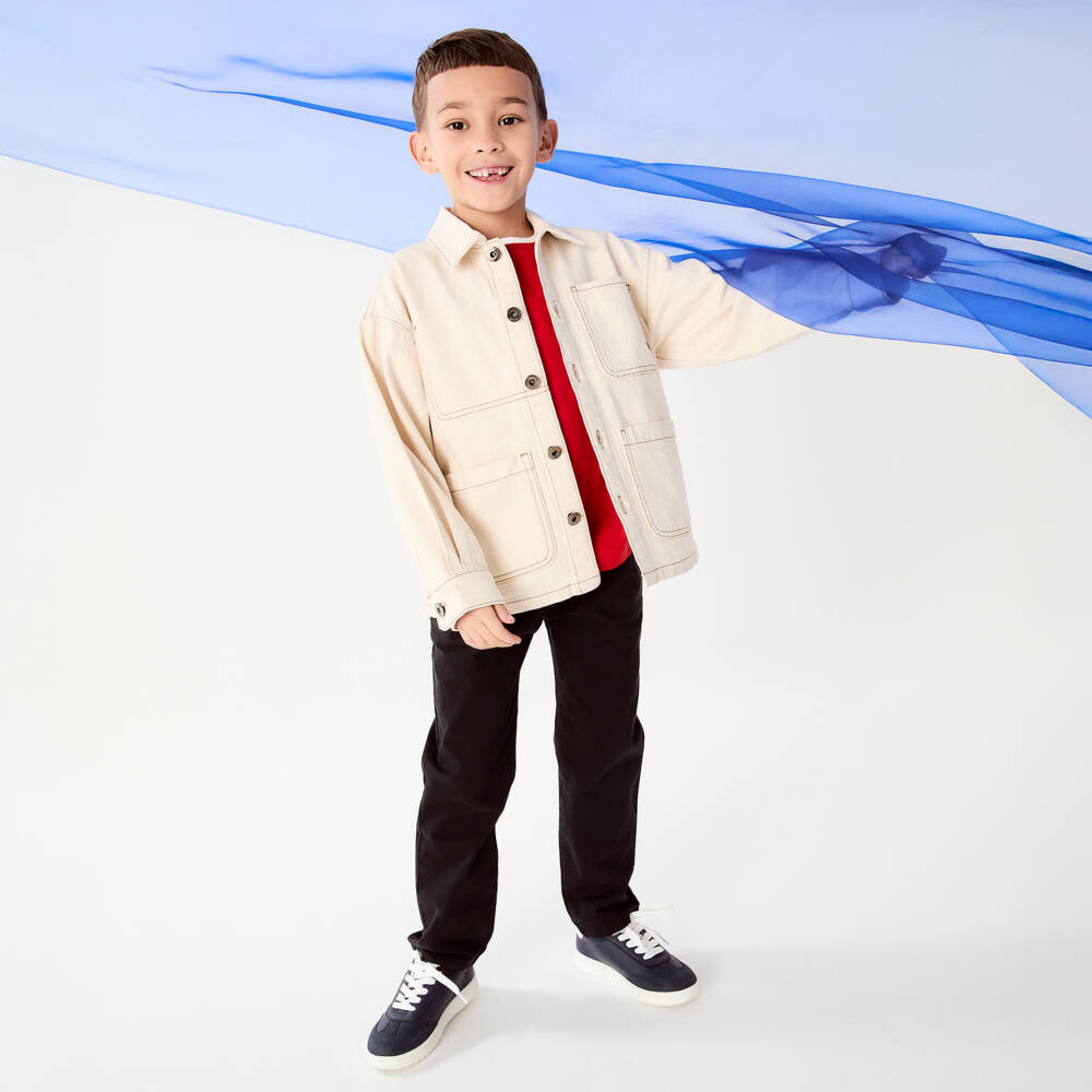 Emporio Armani-Boys Soft Ivory Twill Coat | Childrensalon Outlet