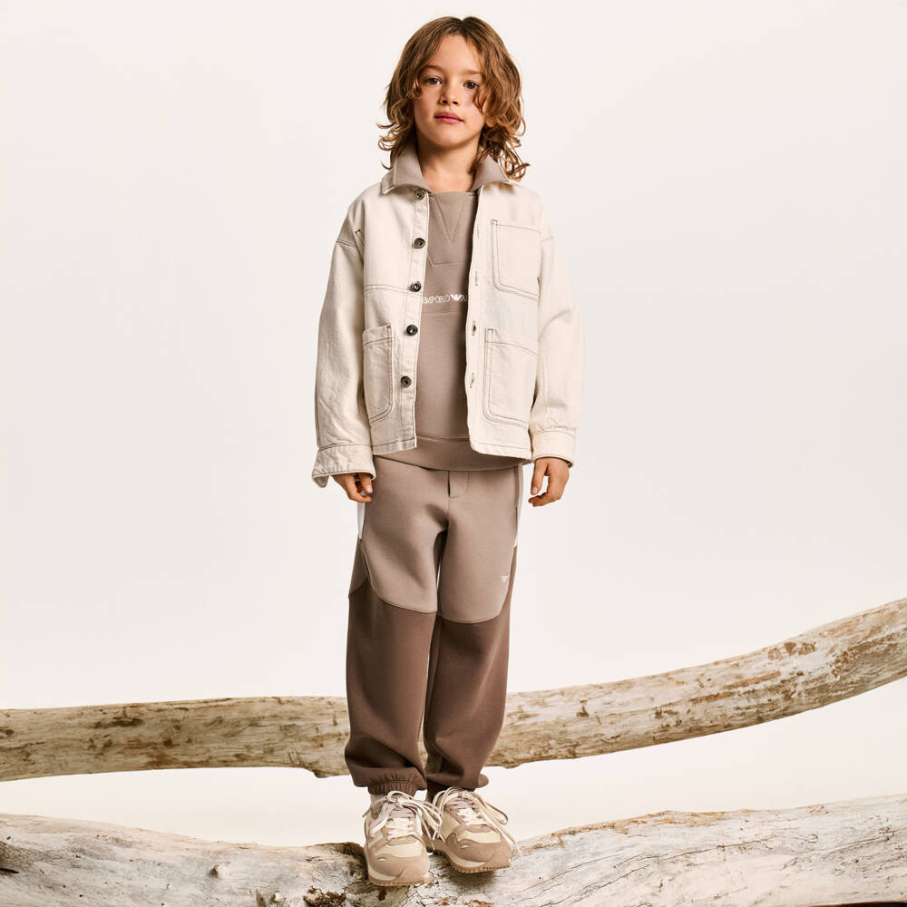 Emporio Armani-معطف تويل عاجي ناعم للأولاد | Childrensalon Outlet