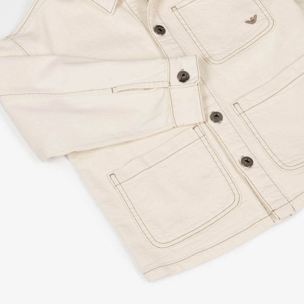 Emporio Armani-Boys Soft Ivory Twill Coat | Childrensalon Outlet