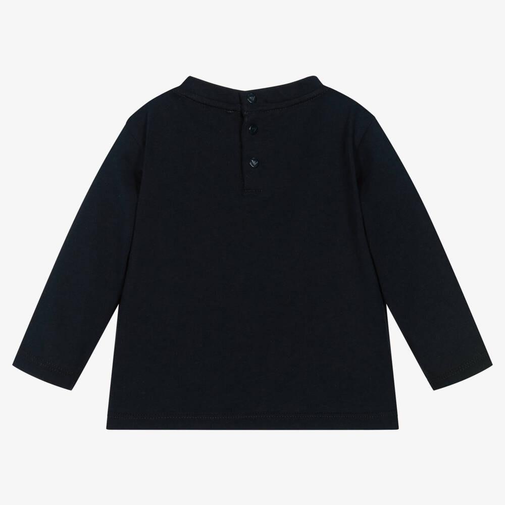 Emporio Armani-Boys Soft Navy Cotton Tee | Childrensalon Outlet