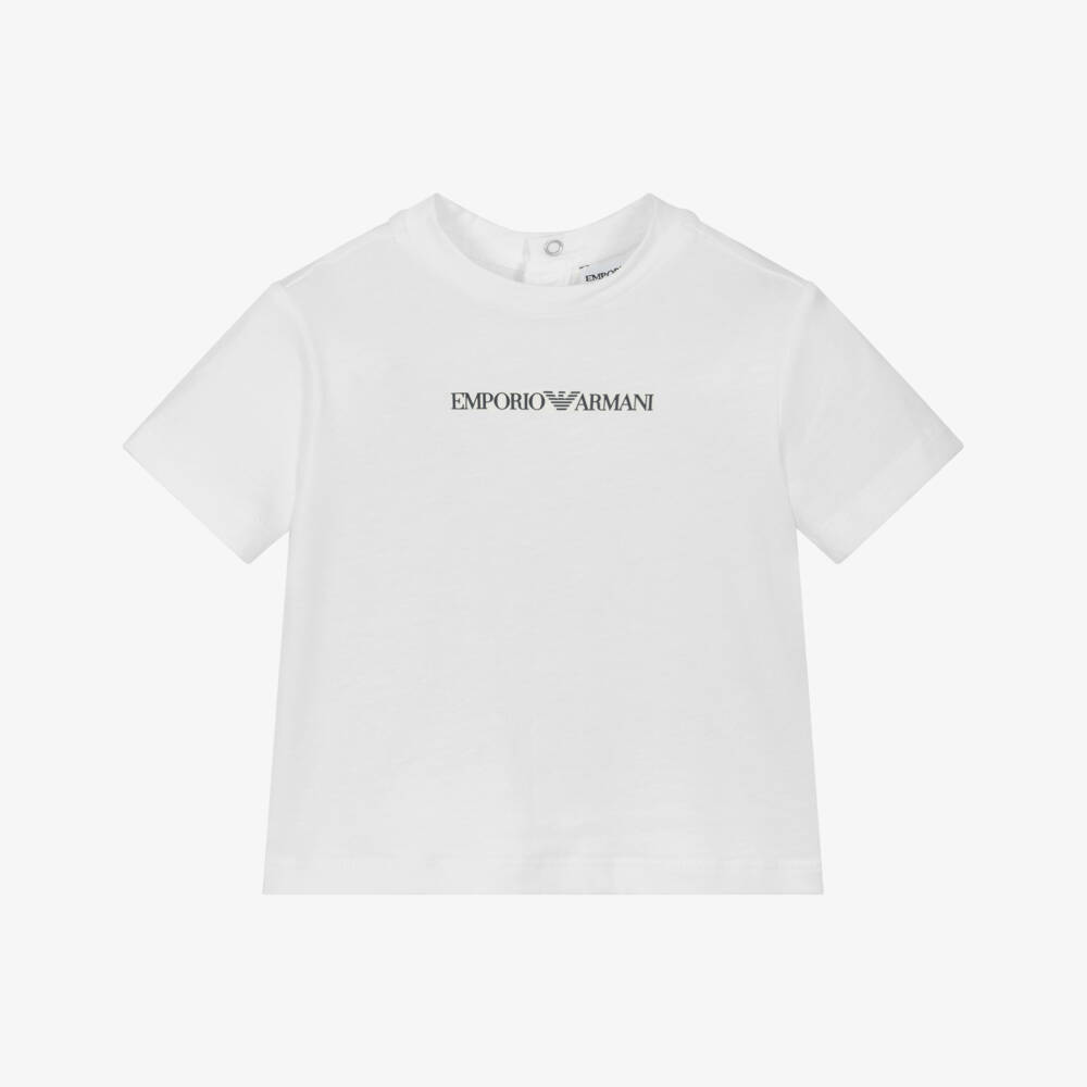 Emporio Armani-Boys Soft White Cotton Tee | Childrensalon Outlet