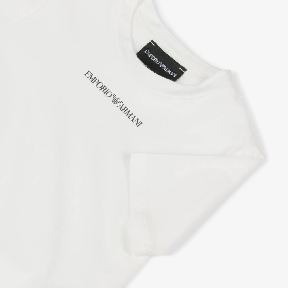 Emporio Armani-Boys Soft White Eagle Emblem Tee | Childrensalon Outlet